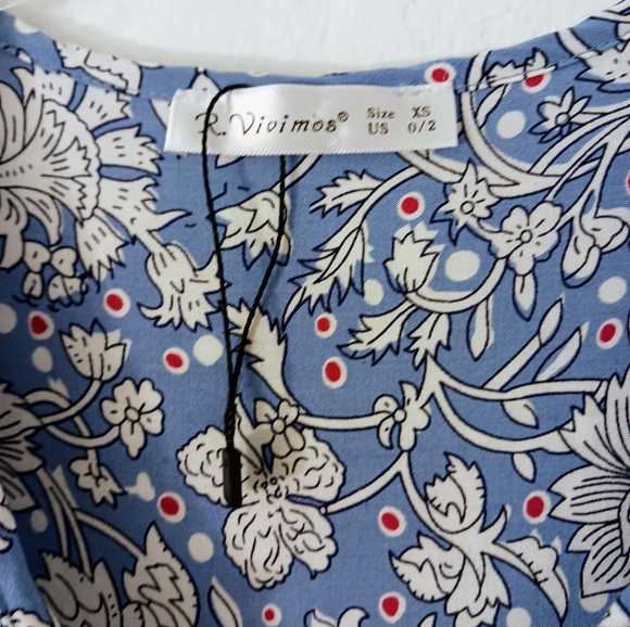 R. Vivimos Maxi Dress Sz XS 0/2 Lt BLUE Bohemian Boho Prairie Floral Dress NEW! - Picture 15 of 15